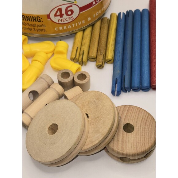 Classic TINKERTOY Construction Set 41 Pieces Playskool Wood Mini Set missing 5 - Picture 7 of 16